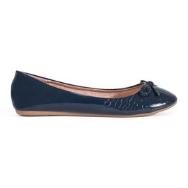 Marineblaue flache Ballerinas für Damen mit Schleife