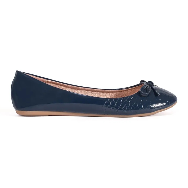 Marineblaue flache Ballerinas für Damen mit Schleife