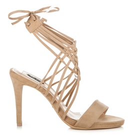 Vices Wildleder High Heels mit Bindung beige