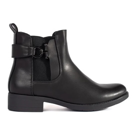 Klassische schwarze Chelsea-Stiefel mit flachem Absatz