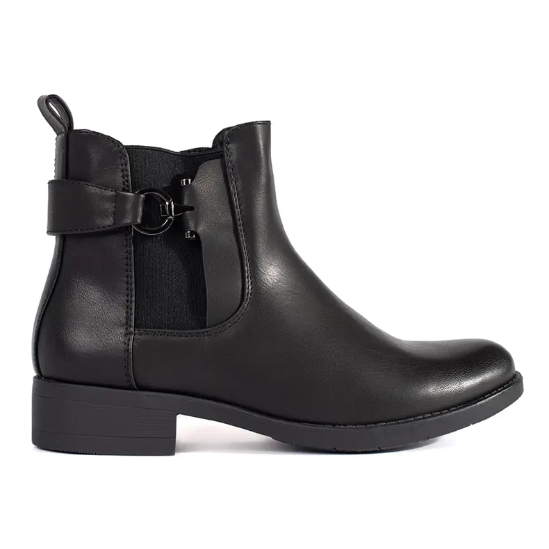 Klassische schwarze Chelsea-Stiefel mit flachem Absatz