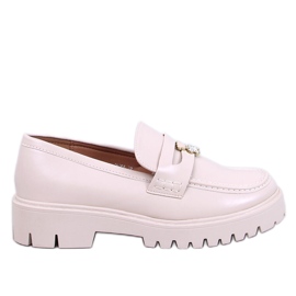 Beige Plateau-Loafer mit Verzierung