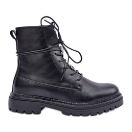 Isolierte Stiefeletten mit Schnürnadeln, schwarz