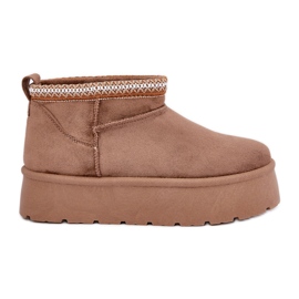 PG2 Plateau-Schneestiefel mit dekorativer Stickerei braun