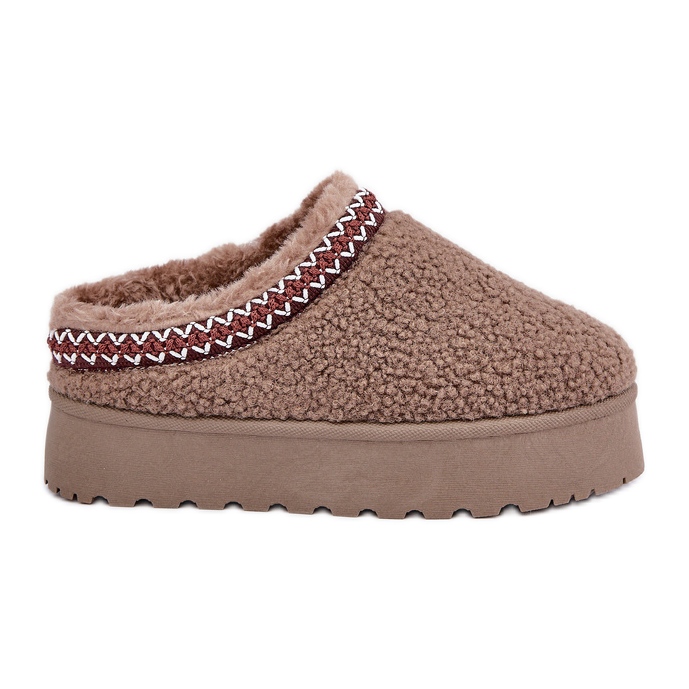 Braune Plateau-Schneestiefel aus Schaffell mit Fell