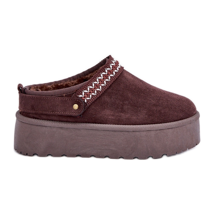 Schoko-Schneestiefel mit dekorativer Stickerei braun