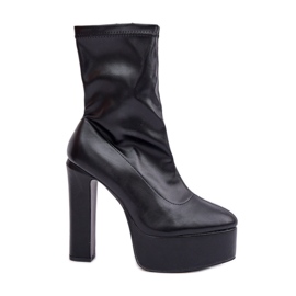 Stiefel mit hohem Absatz und Plateau, schwarz
