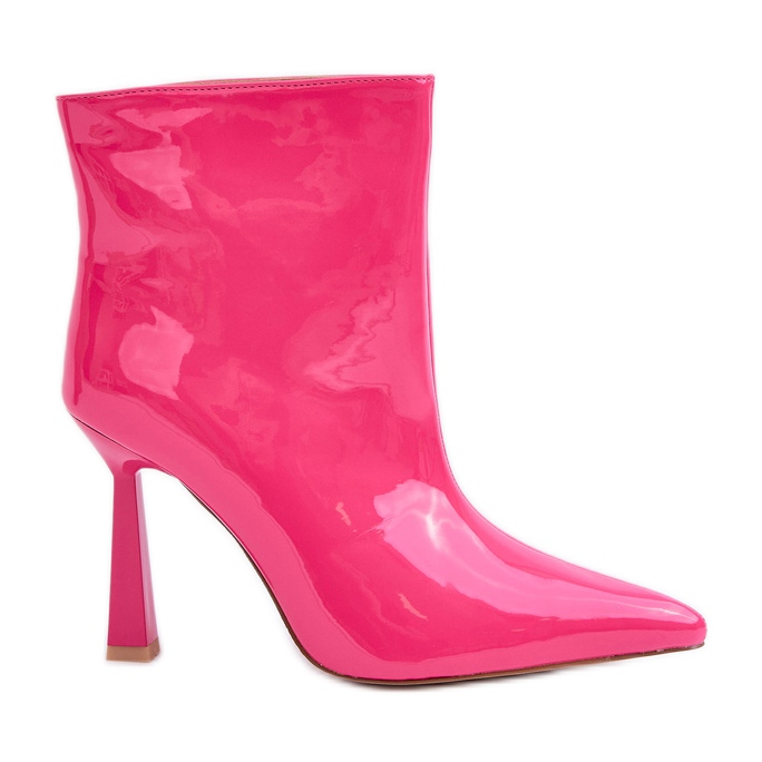 Lack-Slip-On-Stiefeletten mit hohem Absatz, Fuchsia rosa