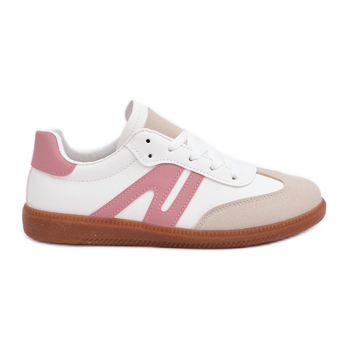 Niedrige Damen-Sneaker aus Öko-Leder, weiß und rosa Navidemi