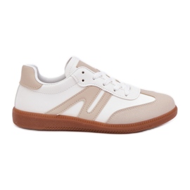 Niedrige Damen-Sneaker aus Öko-Leder, weiß und beige Navidemi
