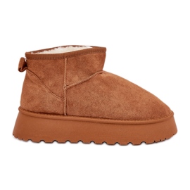 Plateau-Schneestiefel aus Öko-Wildleder Camel braun