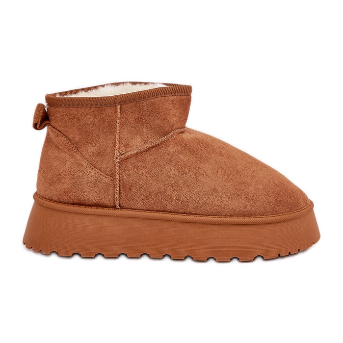 Plateau-Schneestiefel aus Öko-Wildleder Camel braun