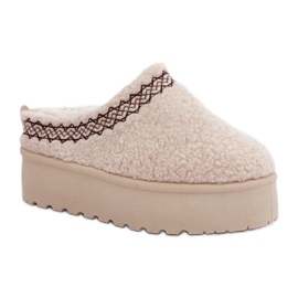 Beige Plateau-Schneestiefel für Damen