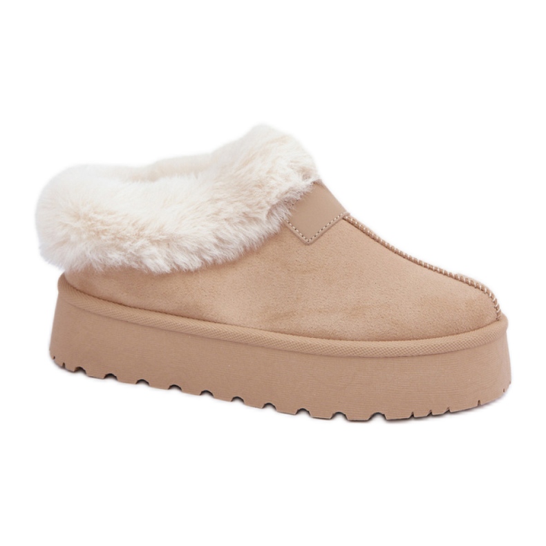 Beige Plateau-Schneestiefel für Damen