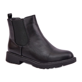 Damen-Chelsea-Stiefel mit flachem Absatz schwarz