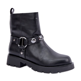 Schwarze Damenstiefel mit flachem Absatz