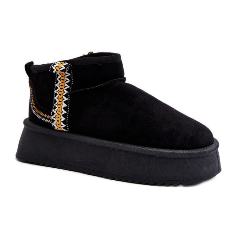 Schwarze Plateau-Schneestiefel aus Wildleder für Damen