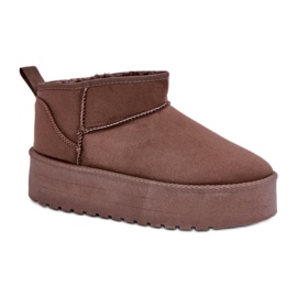 Braune Plateau-Schneestiefel aus Wildleder für Damen