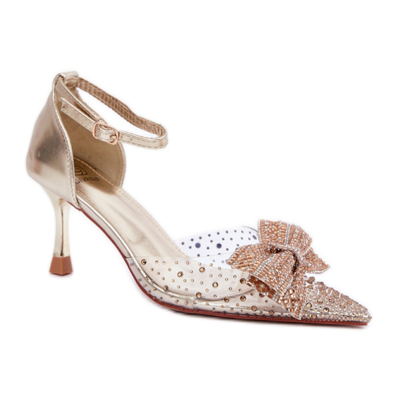 Damen-High-Heels, verziert mit einer eindrucksvollen goldenen Schleife