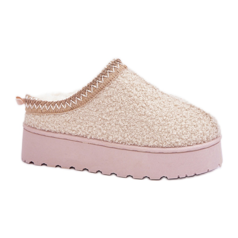 Beige Plateau-Schneestiefel für Damen