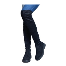 Schwarze lange Stiefel mit flacher Sohle von Tromi - Solea