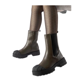 Dunkelgrüne, isolierte Chelsea-Stiefel von Porcigatone - Solea