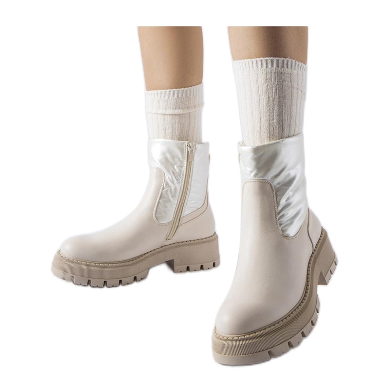 Beige Stiefeletten mit dekorativem Obermaterial von Garrett - Solea
