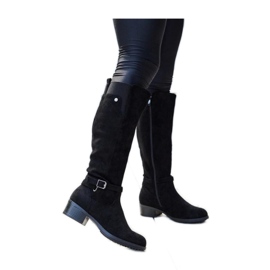 Schwarze isolierte Overknee-Stiefel aus Öko-Wildleder von Castelvetro - Solea