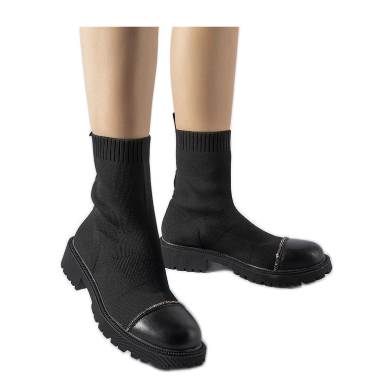 Schwarze Sockenstiefeletten mit Strasssteinen von Vail - Solea