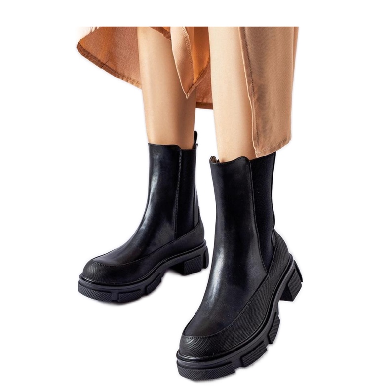 Schwarze Stiefeletten mit elastischem Obermaterial Faisal - Solea