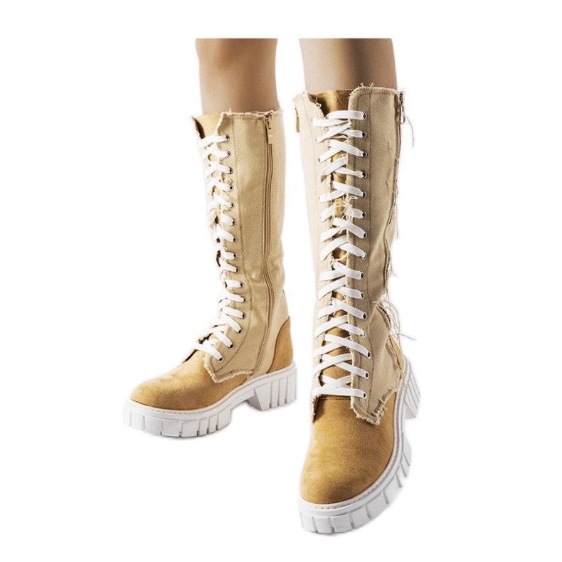 Isolierte Palmer-Stiefel aus beigem Stoff – Solea