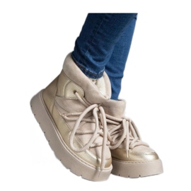 Beige Plateau-Schneestiefel mit Sapphi-Solea-Fell isoliert