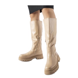 Beige flache klassische Stiefel von Christien - Solea