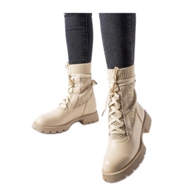 Beige durchbrochene Sockenstiefel von Portico - Solea
