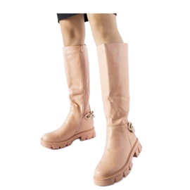 Rosa flache Stiefel mit Kette Armand - Solea