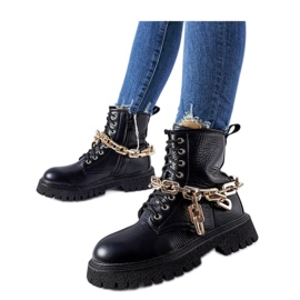 Schwarze Stiefel mit Kette Bowling - Solea