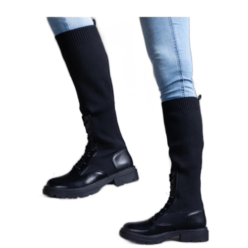 Schwarze Slip-On-Stiefel mit Obermaterial aus elastischem Material Luana - Solea