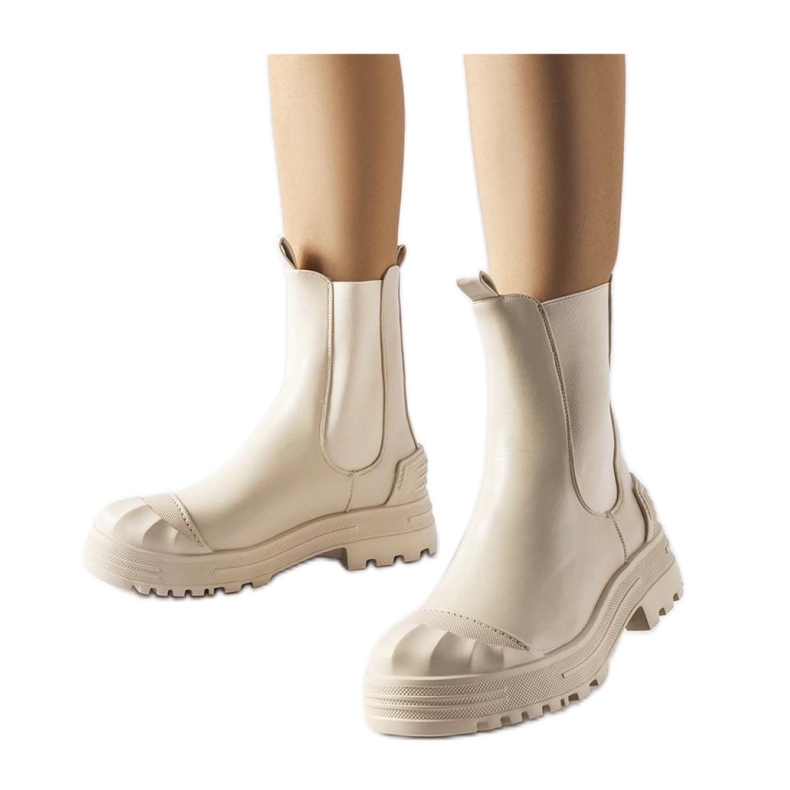 Beige isolierte, massive Stiefeletten von Albanese - Solea