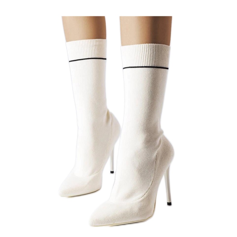 Weiße Sockenstiefeletten mit hohem Absatz Pelletier - Solea