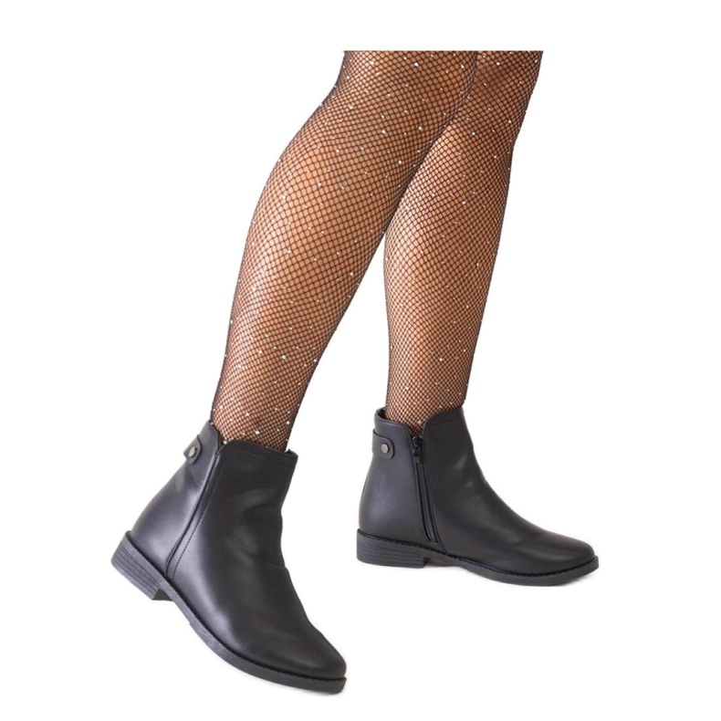 Schwarze klassische Stiefeletten aus Öko-Leder