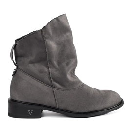 Shelvt Graue Stiefeletten mit gerüschtem Obermaterial