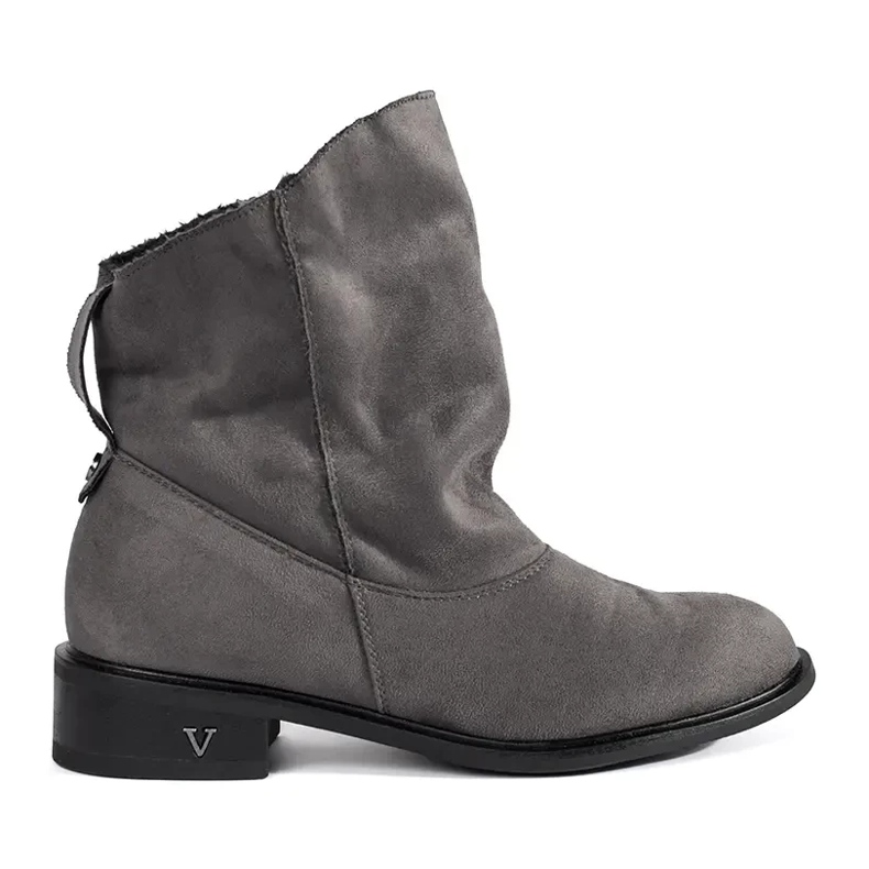 Shelvt Graue Stiefeletten mit gerüschtem Obermaterial