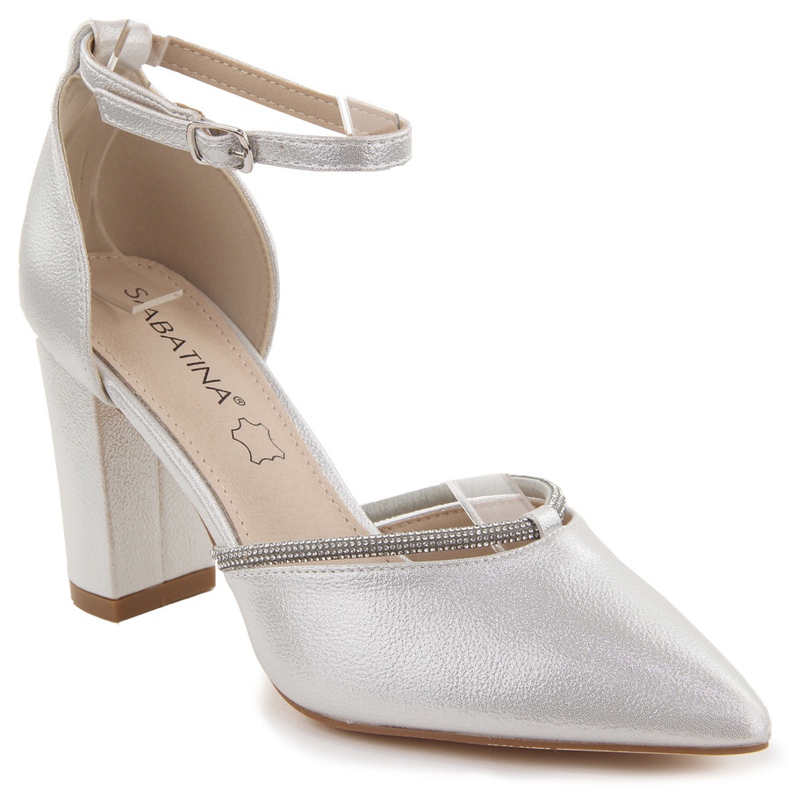 Sabatina Damensandalen mit spitzer Zehenpartie und silbernen Zirkonen silber-