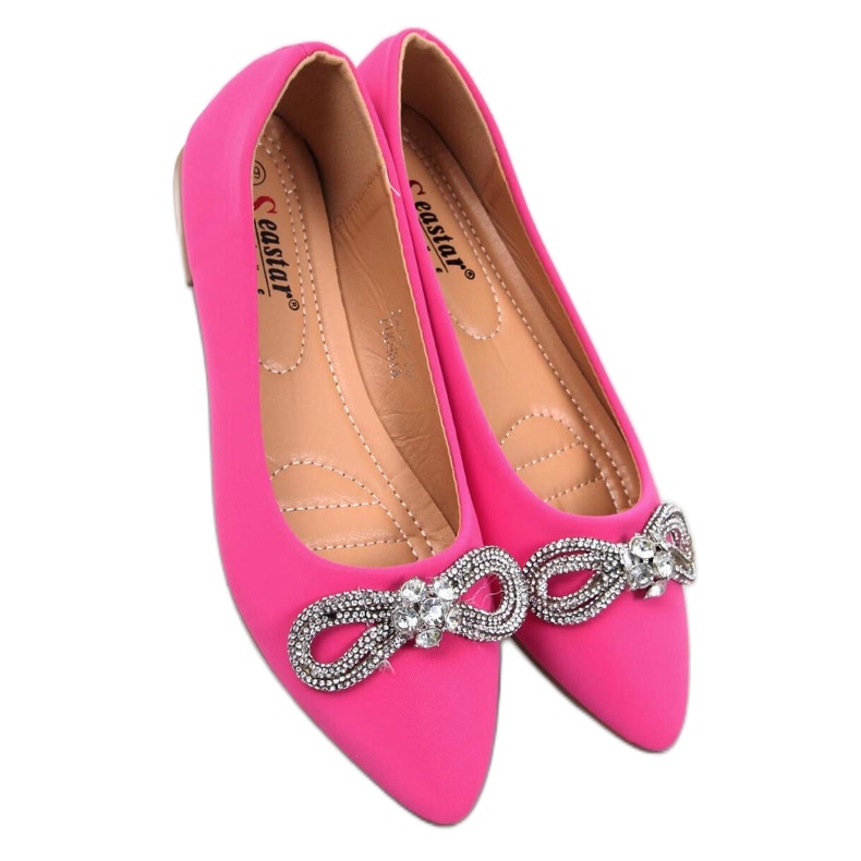 Elegante Ballerinas mit Zirkonia rosa
