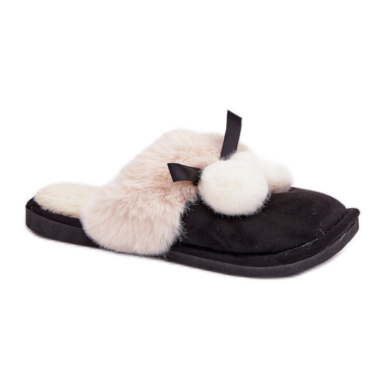 Damenhausschuhe mit weichem Fell schwarz