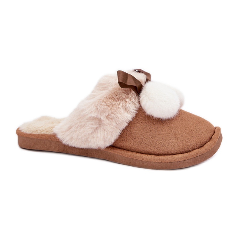 Damenhausschuhe mit weichem Kamelfell braun