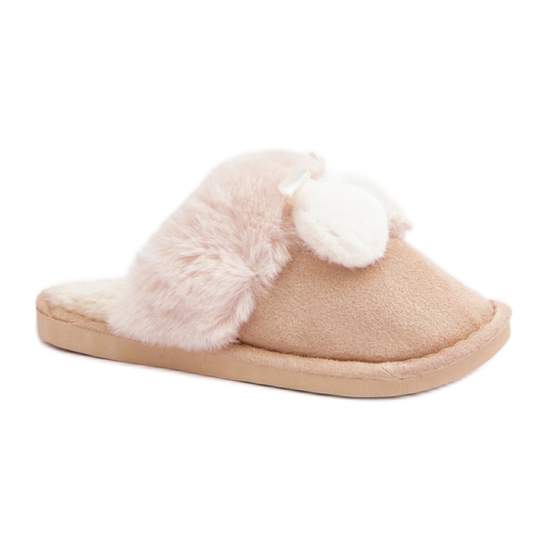 Damenhausschuhe mit weichem Fell beige