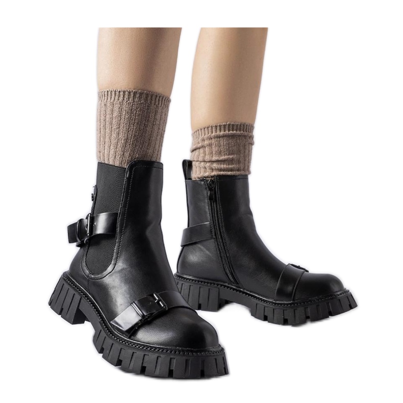 Schwarze Stiefeletten mit massiver Fontarine-Sohle - Solea