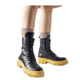 Schwarze Sneakers mit gelber Sohle Quennie - Solea