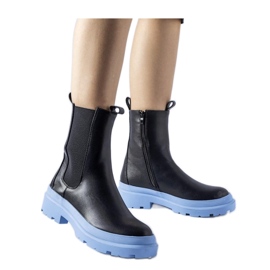 Schwarze Schuhe mit blauer Sohle aus Georgette - Solea